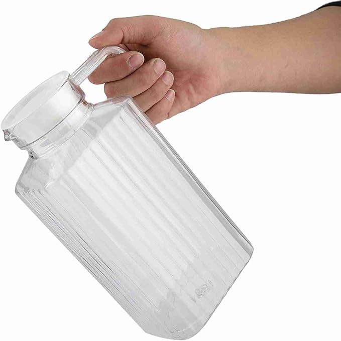 61 oz Acrylic Pitcher with Lid and Spout, 1800ml Large Hot/Cold Water Jug for Iced Tea Pitcher for Coffee, Juice Iced Tea Beverage Carafe with Lid for Family Gathering(1800ml)