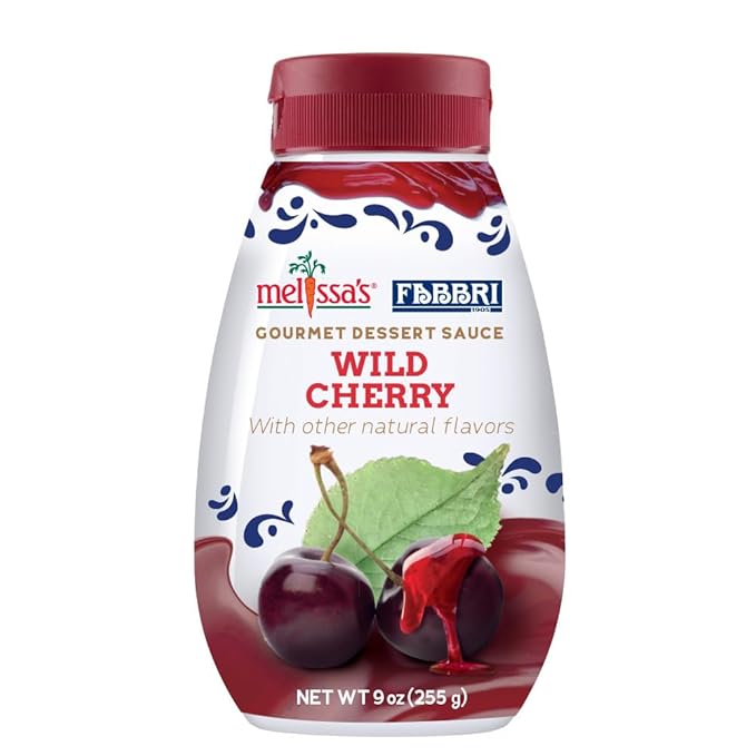 Fabbri Gourmet Dessert Sauce, Wild Cherry flavor, Flavoring sauce for Ice Cream, Desserts and hot and cold Beverages, Made in Italy, 7.9oz bottle (Wild Cherry)