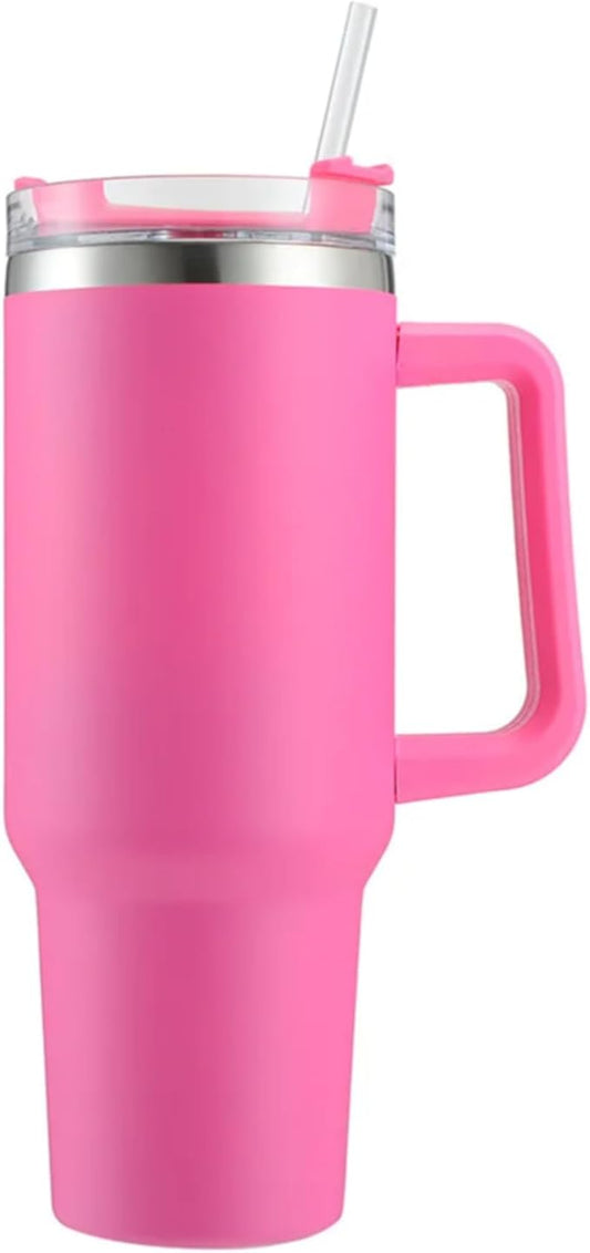 The FaarSky 40 oz Insulated Travel tumbler with lid and straw, 12 Hours Hot & Cold, Vacuum Insulated Stainless Steel, Leak-Proof Lid, (Pink)