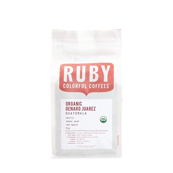 Organic Guatemala Genaro Juarez - Roasted by Ruby Coffee Roasters - Whole Bean Coffee - 12 Ounce Bag