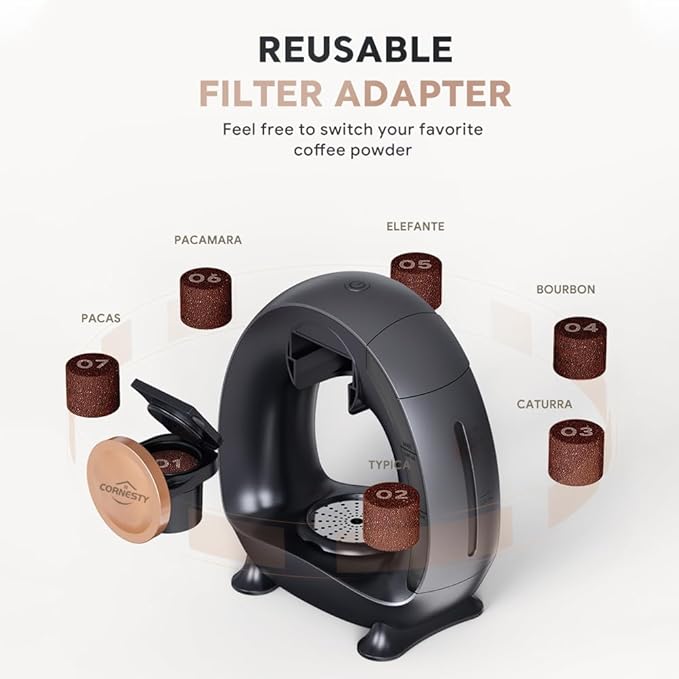 Automatic Coffee Maker for Home 240ml Drip Coffee Brewer 1400W Mini Americano Coffee Machine, 185℉ Constant Temperature, Silent, Compatible with K-Cup Pods and Ground Coffee(Grey)