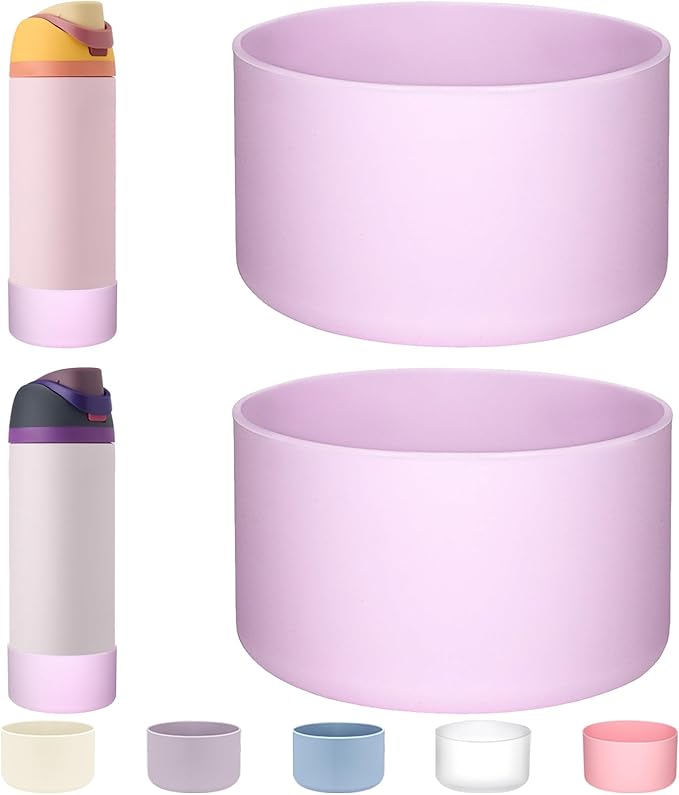 WK IEASON 2Pcs Silicone Boot for Owala Water Bottle, Protective Flask Bottom Cover Base for Owala FreeSip Twist and Flip Flask Water Bottle Accessories-2.83inch Bottom Diameter