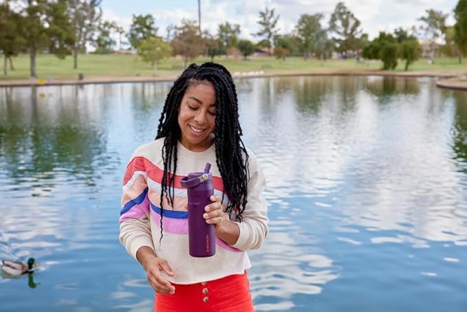 Stanley IceFlow Flip Straw 2.0 Water Bottle 36 oz | Built-In Straw with Larger Opening | Lightweight and Leak Resistant | Insulated Stainless Steel | BPA-Free | Rose Quartz