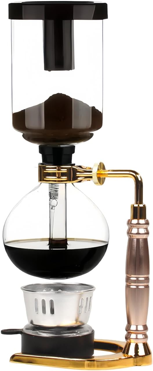 WANLWH Siphon Coffee Maker, 3-Cup (360ml) Glass Vacuum Coffee Brewer with Alcohol Burner & Filters, Stovetop Safe, Manual Coffee Machine for Home Barista, Gift for Coffee Lovers