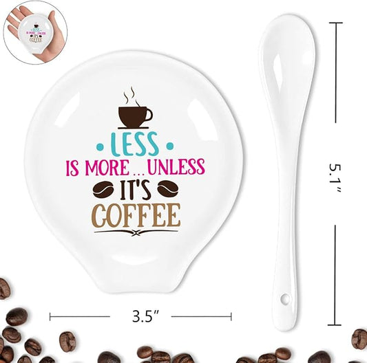 Funny Color Coffee Spoon Holder-Ceramic Coffee Spoon Rest-Cafe Station Bar Accessories-Less is More Unless It's Coffee Sign