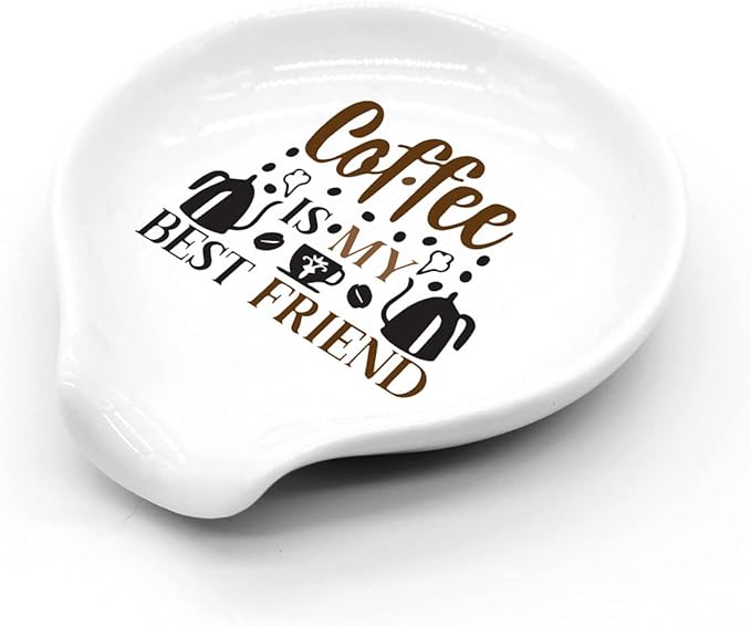 Funny Colour Coffee Spoon Rest-Coffee Ceramic Spoon Holder-Coffee Station Bar Accessories- Coffee is My Best Friend Sig