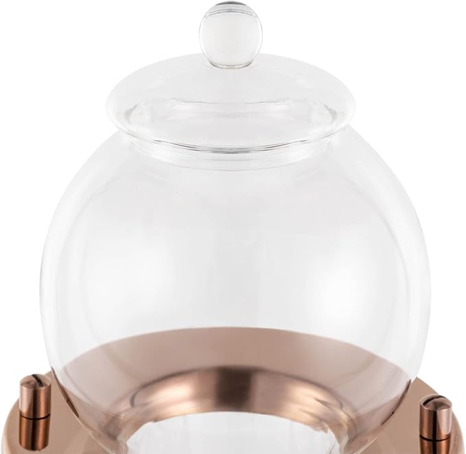 Iced Coffee Cold Brew Drip Tower Coffee Maker, Wooden Ice Coffee Machine, Stainless Steel and Borosilicate Glass, Long Neck Sharing Pot, with Measuring Spoon (Gold)