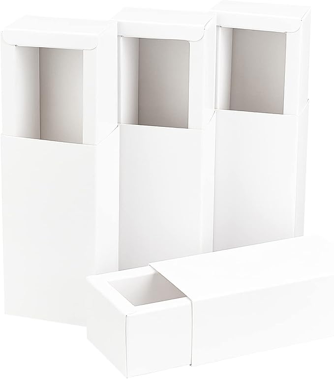 BENECREAT 16PCS White Kraft Packaging Drawer Box 4x2x1.4 Inch Cardboard Present Box for Lipstick, Small Perfume Essential Oil Bottle