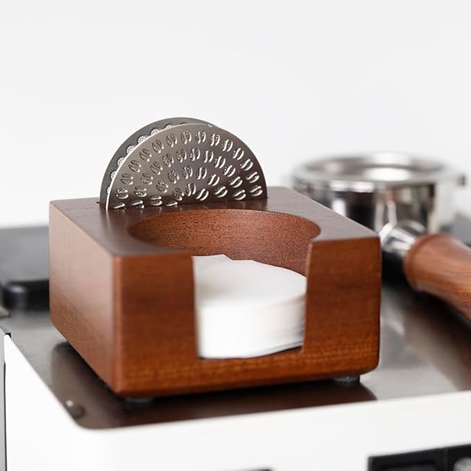 2 IN 1 Holder Stand For the Coffee Filter Paper and Espresso Puck Screen,Sapele Premium Solid Wood Organizer For Tidying Espresso Accessories(Filter Not Included) (for 58mm)