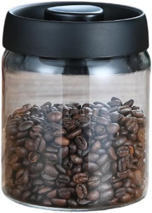 Sealed Glass Coffee Storage Canister Press Vacuum Seal Container for Bean Seasonings Dry Food Vacuum Press Coffee Container with Silicone Seal