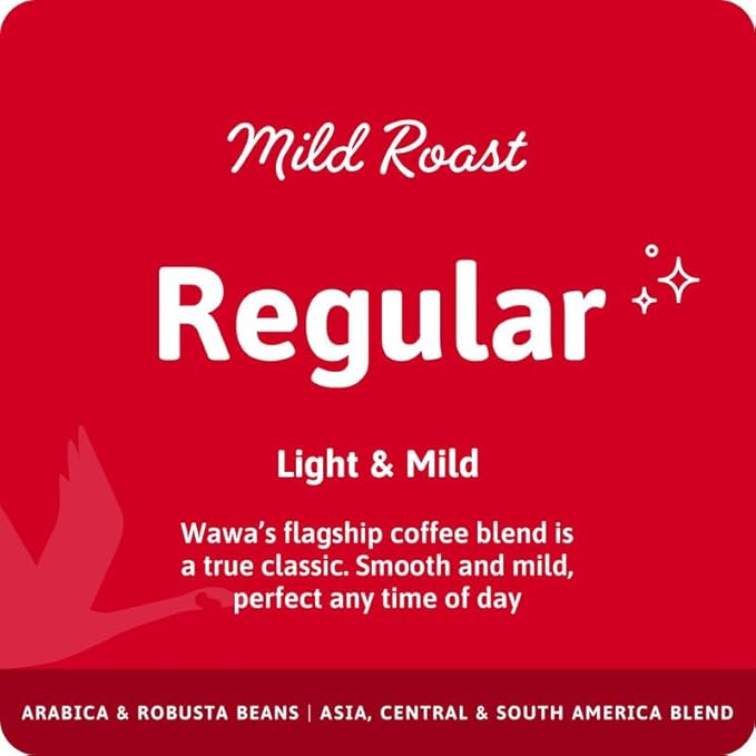 Wawa Ground Coffee Mild Roast, 12 oz Bag, Regular Smooth & Balanced Classic Blend For Hot or Iced Coffee, Slightly Sweet, 100% More Responsibly Sourced from Rainforest Alliance Certified Farms