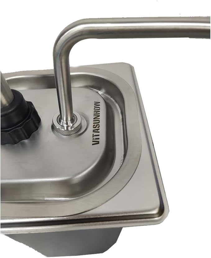 VITASUNHOW Sauce Pump Dispenser Stainless Steel Dispenser - Large Capacity Condiment Pump Dispenser Quantitative Pressure Head for Variety of Sauces (1035S)