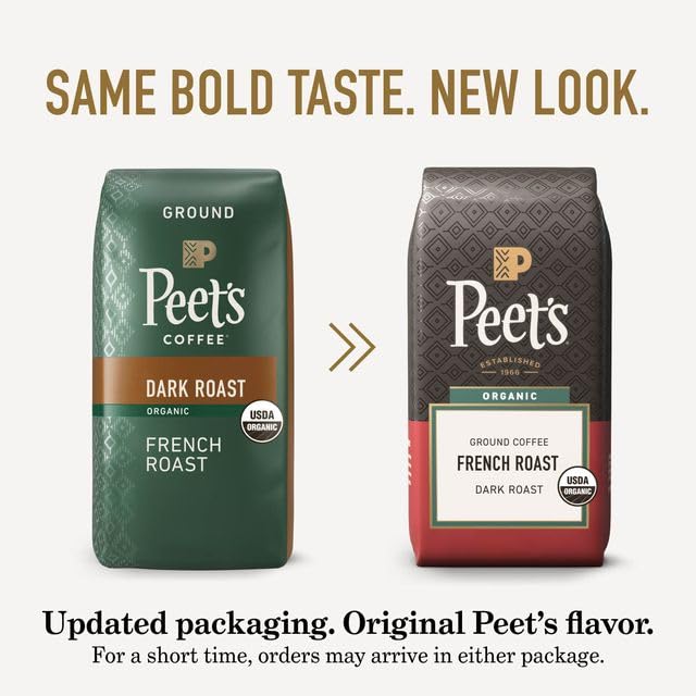 Peet's Coffee, USDA Organic Dark Roast Ground Coffee - French Roast 18 Ounce Bag