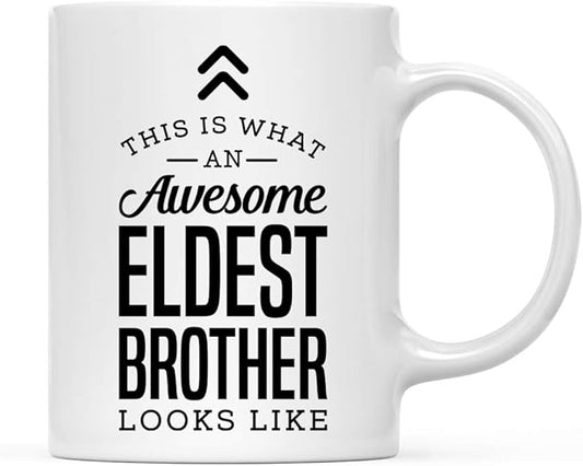 Andaz Press 11oz. Ceramic Coffee Tea Mug Thank You Gift, This is What an Awesome Eldest Brother Looks Like, 1-Pack, Birthday Christmas Gift Ideas Coworker Him Her, Includes Gift Box