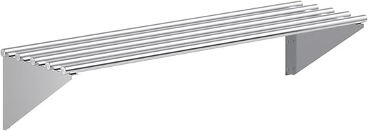 Premium Stainless Steel Tubular Wall Shelf – 14" D x 48" L | NSF Certified | Equipment & Appliance Wall Shelf for Kitchen, Restaurant, Utility Room