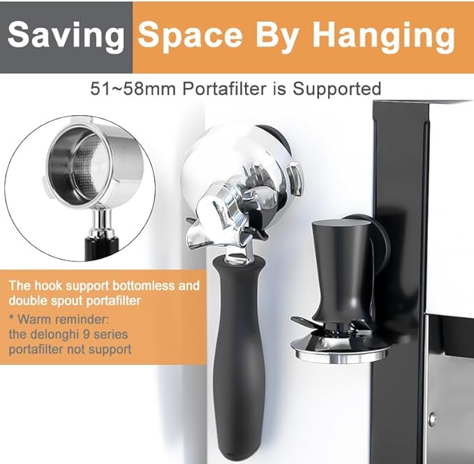 2-Pack Magnetic Portafilter&Tamper Holder,Espresso Accessories Organizer for Metal Wall Surface,Strong Magnet,Anti-Scratch,Space-Saving,Compatible with Ninja Luxe Cafe,Rancilio,Breville Coffee Machine