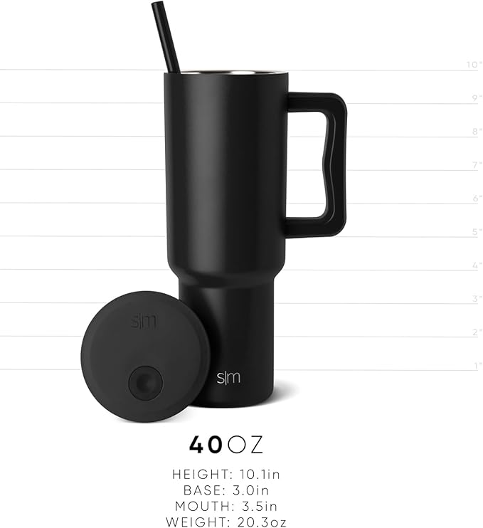 Simple Modern 40 oz Trek Tumbler with Handle and Straw Lid | Cup Holder Friendly Insulated Stainless Steel Travel Mug | Saffron