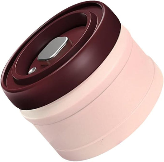 Vacuum Sealed Spice Jar with Silicone and Stainless Steel Airtight Beans Canister for Kitchen Storage Moisture and Dust Food Container in Pink
