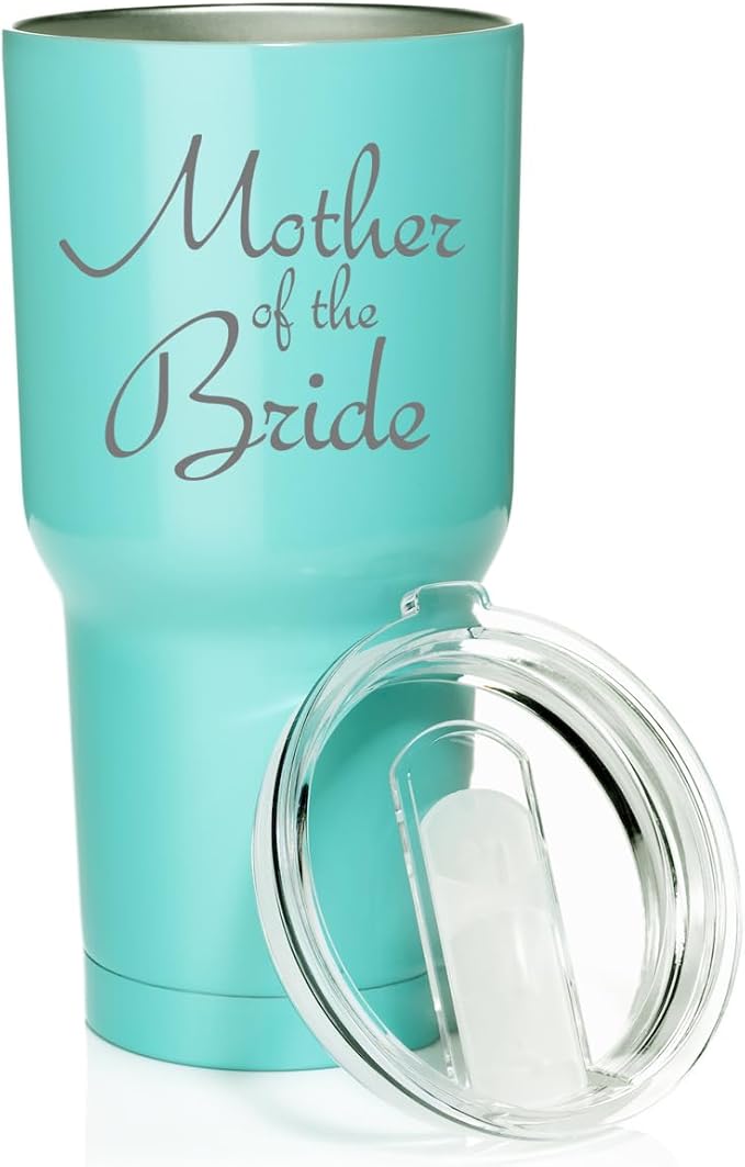 Smooth Body Tumbler Stainless Steel Vacuum Insulated Travel Mug Cup Gift Mother Of The Bride (Teal, 30 oz)