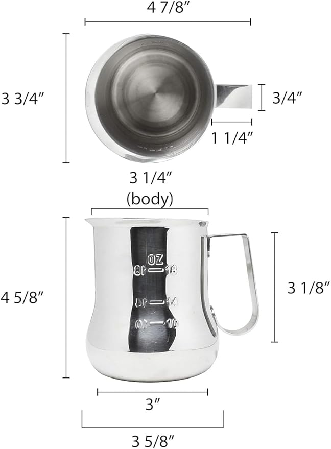 TrueCraftware- 24 oz Stainless Steel Espresso Milk Steaming Pitcher with Measuring Scale- Steaming Pitcher Coffee Bar Cappuccino Barista Tools Milk Jug Steamer Frother Cup