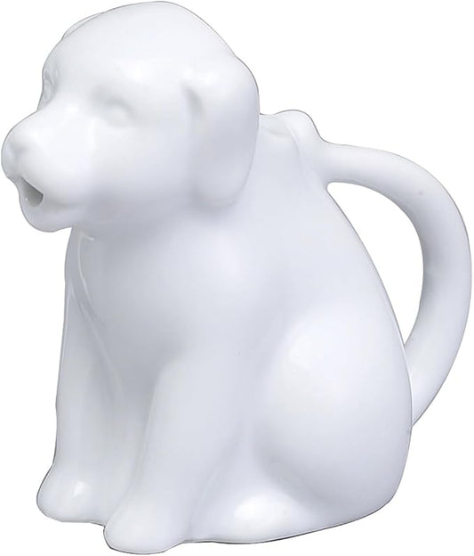 HIC Kitchen Mini Dog Creamer With Handle, Fine Porcelain, 2-Ounce, For Serving Milk, Cream, Syrup, Dressings, And Sauces