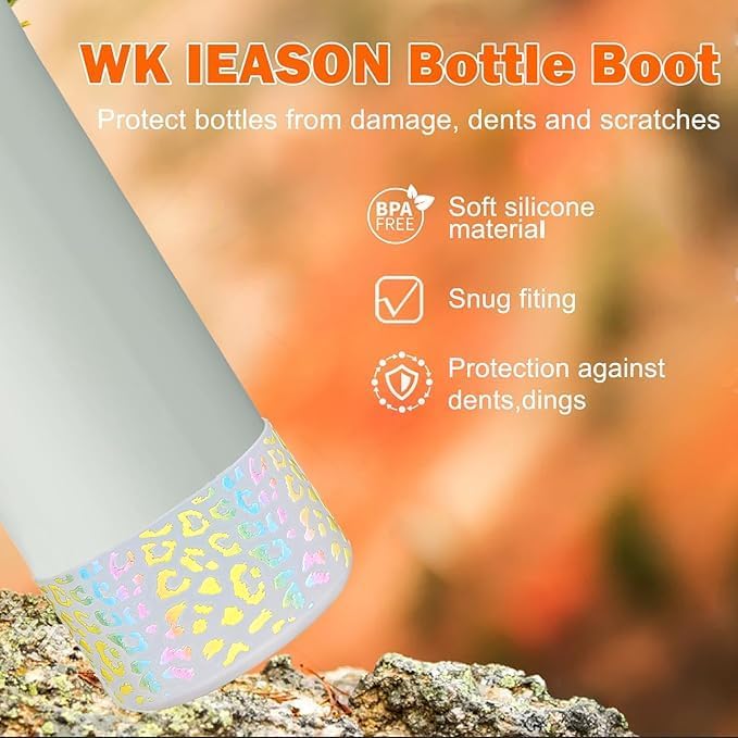 WK IEASON 2Pcs Silicone Boot for Owala Water Bottle, Protective Flask Bottom Cover Base for Owala FreeSip Twist and Flip Flask Water Bottle Accessories-2.83inch Bottom Diameter