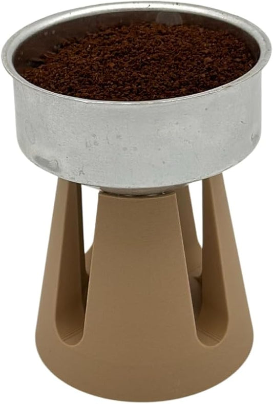 Stovetop Espresso Maker Funnel Stand - Greca Coffee Dosing Holder, Fits 3-Cup & 6-Cup Filter Baskets, Handmade (Matte Late brown)