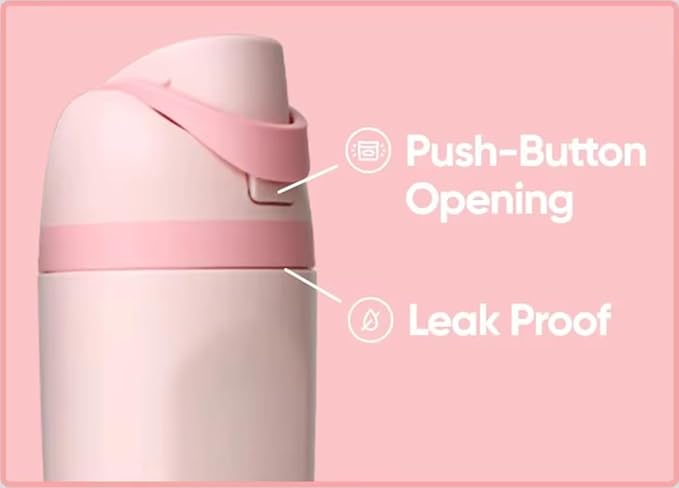 DUTHINGS Insulated Stainless Steel Water Bottle with Straw, 24 oz, Reusable Sports and Travel Bottle for School, Kids, and Outdoors - Leakproof and BPA-Free (PINK)