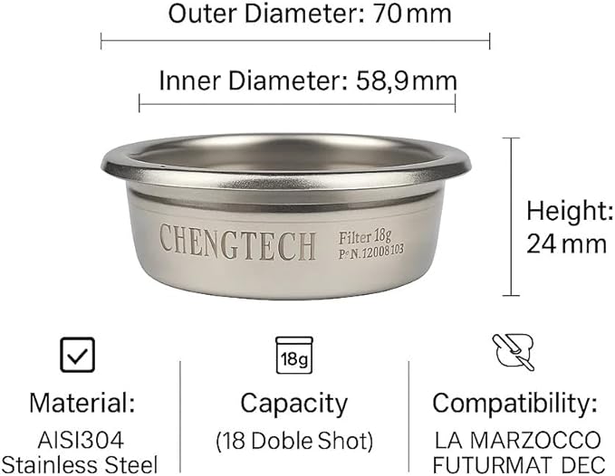 Espresso Accessories, 18g Standard Espresso Basket – Flat Bottom Design, 0.3mm Precision Holes, Balanced Flow for Consistent Daily Espresso, Compatible with 58mm Portafilters