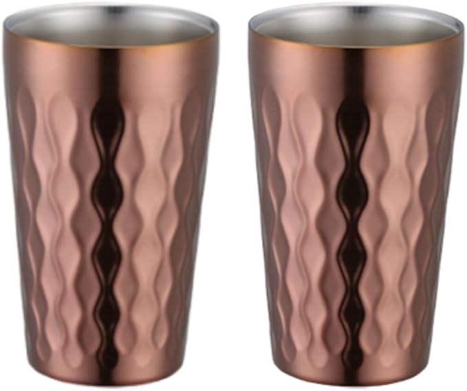 10oz Stainless Steel Cup Set, 2Pcs Double Wall Metal Cup，Vacuum Stackable Insulated Portable Drinking Tumblers Unbreakable Glasses，for Home Outdoor Restaurant (Rose Gold)