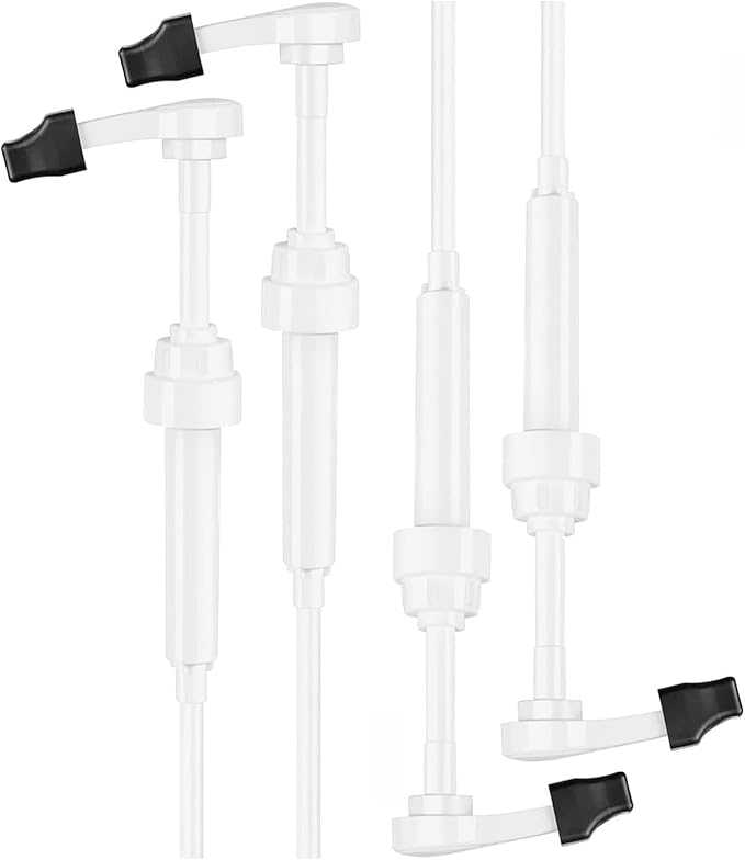 4 Pack Coffee Syrup Pump for 750ml Bottles - Universal Fit for Monin Glass Bottles | No Clog Precision Dispenser with 6 Tip Covers - Perfect for Coffee Bar, Kitchen (White)