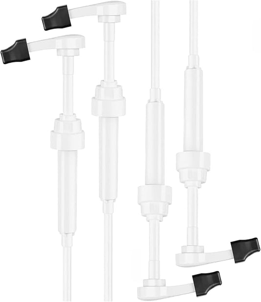 4 Pack Coffee Syrup Pump for 750ml Bottles - Universal Fit for Monin Glass Bottles | No Clog Precision Dispenser with 6 Tip Covers - Perfect for Coffee Bar, Kitchen (White)