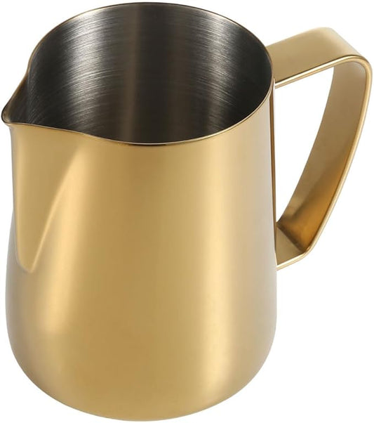 Milk Frothing Pitcher, 20oz/600ml Stainless Steel Espresso Steaming Pitcher, Milk Frother Steamer Cup For Latte Art, Gold