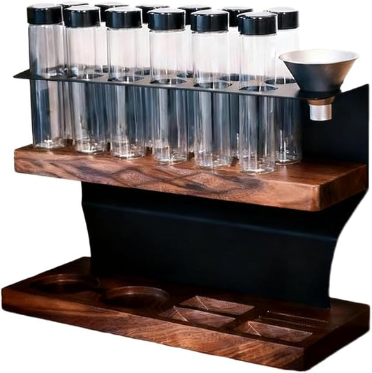 8-Piece Vacuum Coffee Canister Set (2-Layer Stand) – Airtight Jars + Funnel for Coffee Enthusiasts & Cafés | Fresh Bean/Tea Storage for Kitchen Countertops