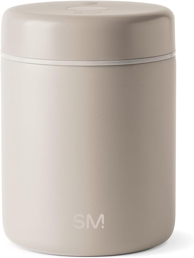 Simple Modern Delta Coffee Canister | Airtight Vacuum Seal with Auto-Reseal Technology | Ceramic Lined Stainless Steel Container for Coffee Grounds, Beans, Tea | 1.1L, Almond Birch Mix