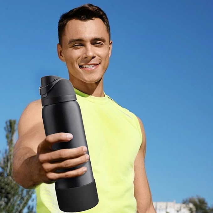 2PCS Silicone Water Bottle Boot, Compatible with Owala 24oz 32oz 40oz, Protective Anti-Scratch & Anti-Dent No Noise Sleeve Cover for FreeSip/Twist/Flip Water Bottles (Very Very Dark, 40oz)