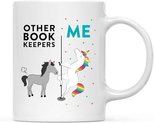 Andaz Press Funny Quirky 11oz. Ceramic Coffee Tea Mug Thank You Gift, Other Book Keepers Me, Horse Unicorn, 1-Pack, Birthday Christmas Gift Ideas Coworker Him Her, Gift Box