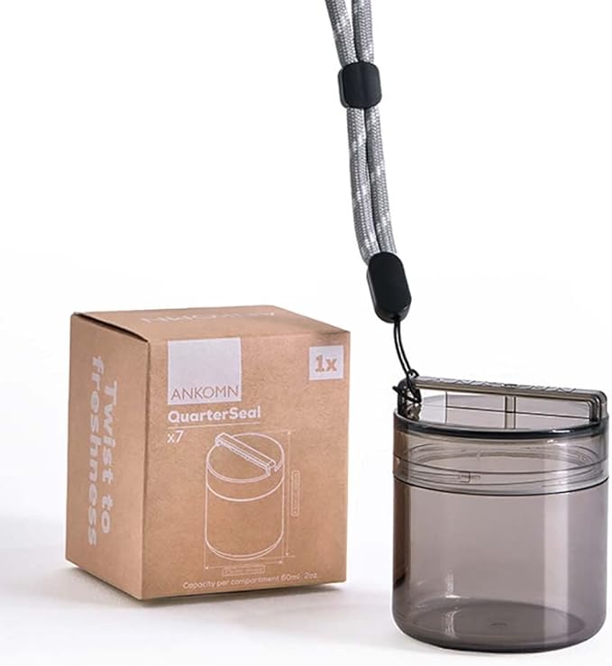ANKOMN QuarterSeal X7 Airtight Modular Coffee Canister – Single Dose Bean Storage & Coffee Conatiner, UV-Proof Travel Kit, Portion Organizer for Coffee Dosing Container (Smoke, 1 Compartment)