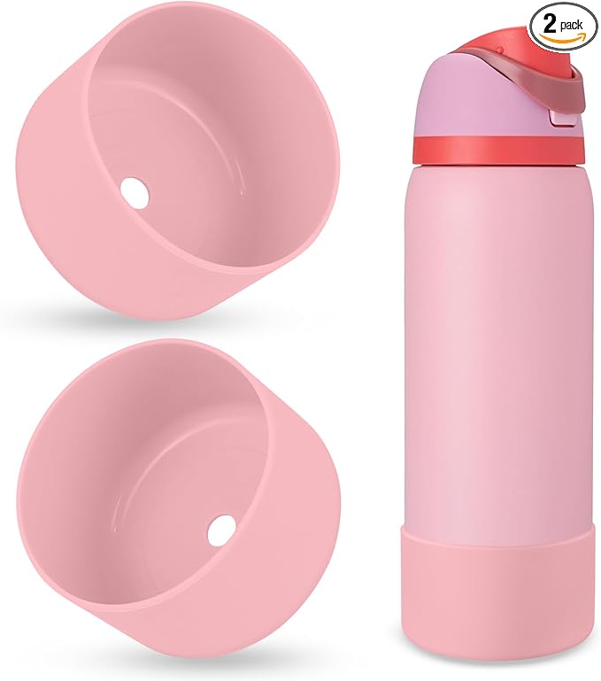 2PCS Silicone Water Bottle Boot, Compatible with Owala 24oz 32oz 40oz, Protective Anti-Scratch & Anti-Dent No Noise Sleeve Cover for FreeSip/Twist/Flip Water Bottles (Angel Food Cake, 32oz)