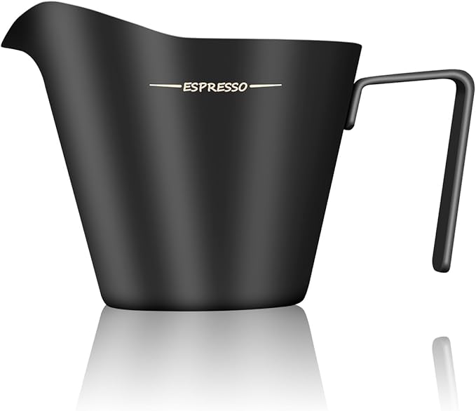 IKAPE Espresso Measuring Cup, 304 Anti-scald Stainless Steel Espresso Shot Cups with Handle, Coffee Pouring Cup for Barista Tool Accessories(Matte Black)