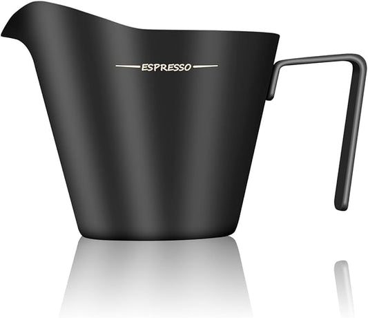 IKAPE Espresso Measuring Cup, 304 Anti-scald Stainless Steel Espresso Shot Cups with Handle, Coffee Pouring Cup for Barista Tool Accessories(Matte Black)