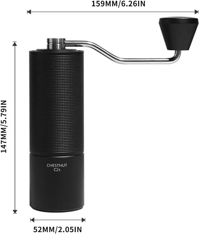 TIMEMORE Chestnut C2S Manual Coffee Grinder,CNC Stainless Steel Conical Burr, Internal Adjustable Setting, Double Bearing Positioning, Hand Grinder Gift for Espresso to French Press
