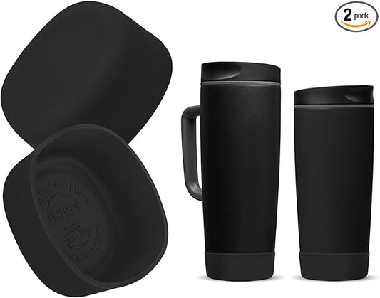 2pcs Silicone Boot for Owala SmoothSip Slider Coffee Tumbler 20oz 12oz, Anti-Slip Sleeve for Travel Coffee Mug, Protective Accessories for Owala BPA Free (very very Dark)