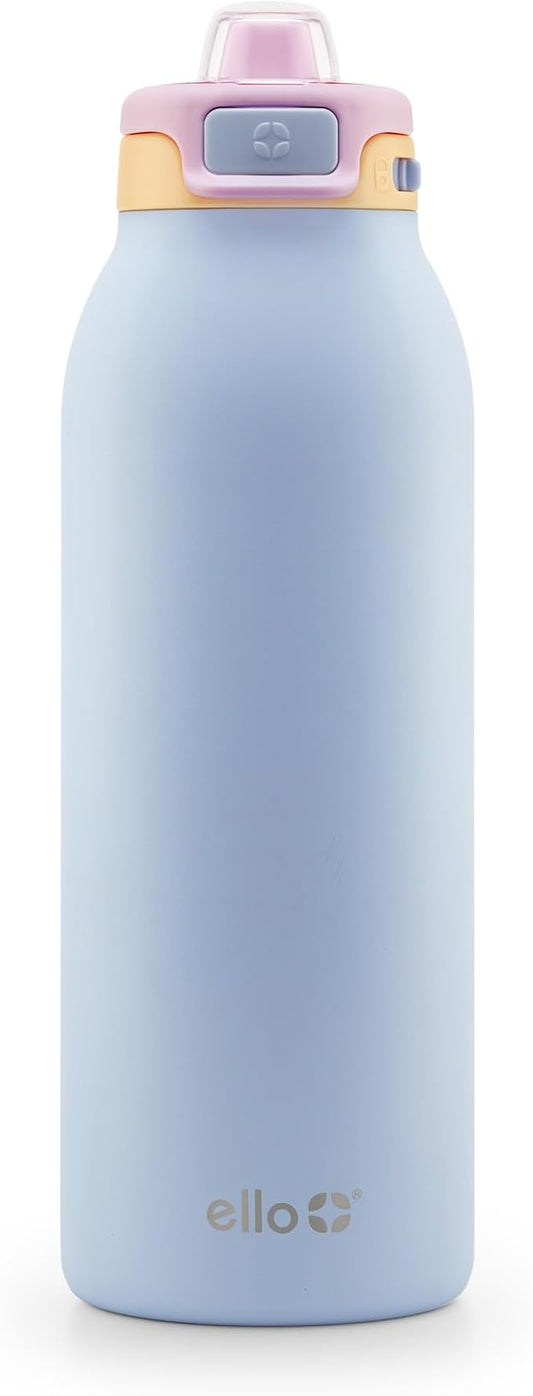 Ello Pop & Fill Insulated Stainless Steel Water Bottle with Quick Fill Lid, Leakproof Locking, Sip or Chug Spout, BPA-Free, Double Wall Vacuum Insulated for Sports, Travel & School- 22oz / 32oz / 40oz