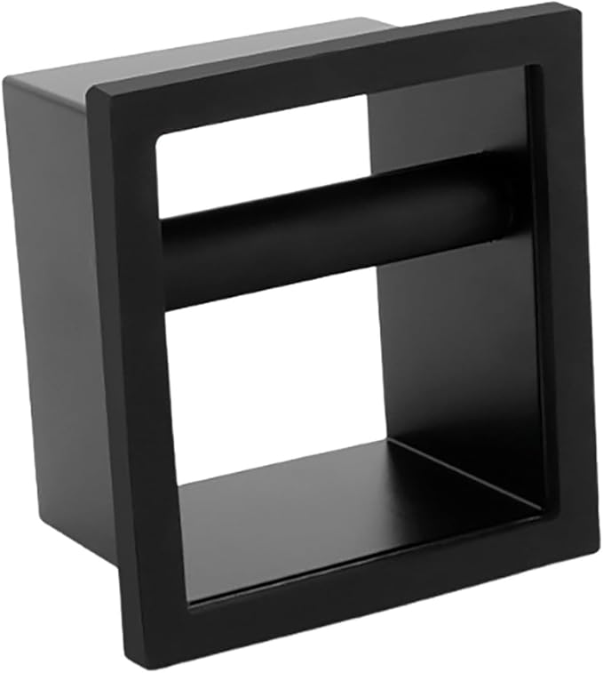 Espresso Knock Box Chute, Stainless Steel Built-in Desktop Coffee Knock Box with Detachable Rubber Rod, Rectangle Bottomless Espresso Knock Box (Black)
