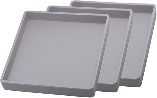 Small Square Tray (5.9 inch) 3 Pack, Durable Gray Tray for Desserts & Organization, Lightweight for Coffee, Drinks, Party, Seasoning, Perfume and Display.