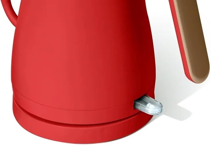 Electric Gooseneck Kettle 1 Liter 1200W, Stainless Steel, Pour Over Coffee Tea, Auto Shut-Off, 360° Cordless Power Base (Tomato Red)
