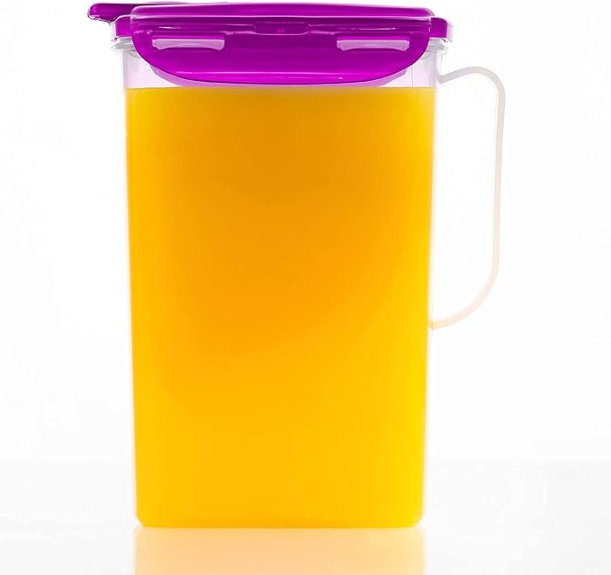 LocknLock Aqua Fridge Door Water Jug with Handle BPA Free Plastic Pitcher with Flip Top Lid Perfect for Making Teas and Juices, 2 Quarts, Purple