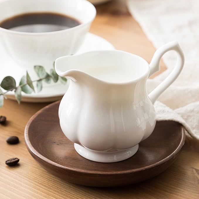 Ceramic Milk Pot 8Oz Heat-Resistant Creamer Pitcher with Spout Practical Milk Cup for Coffee Tea Sauce and Juice Serving