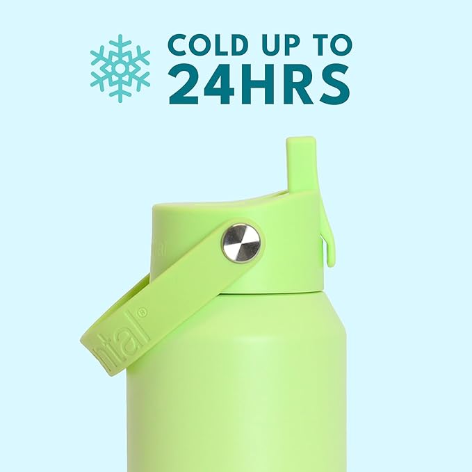 Elemental 40oz Insulated Water Bottle with Straw - 100% Leak-Proof Stainless Steel Core Water Bottles for Travel, Sports and Gym - Double Wall Insulation & BPA Free - Key Lime
